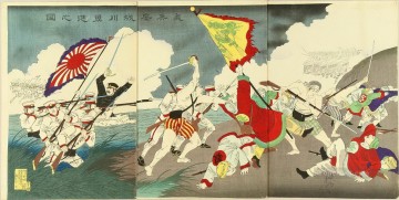 A scene of a battle during the Sino Japanese War Toyohara Chikanobu Oil Paintings